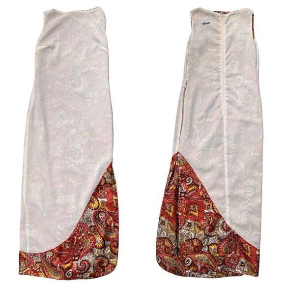 70s Vintage Paisley Maxi Dress Sleeveless Shift Bonwit Teller Cole California. - Picture 10 of 11
